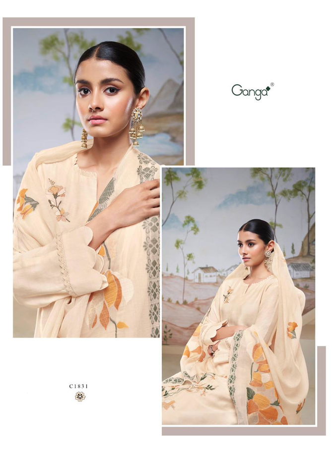 Nyssa By Ganga Embroidery Bemberg Silk Dress Material Wholesale Shop In Surat